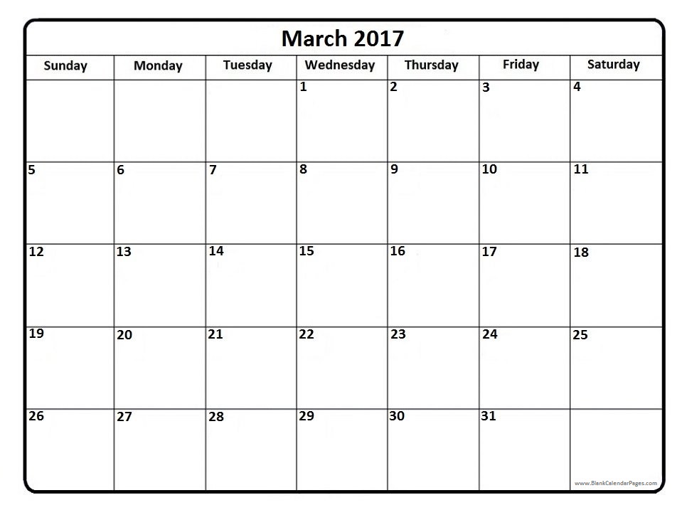 March 2017 Calendar 9