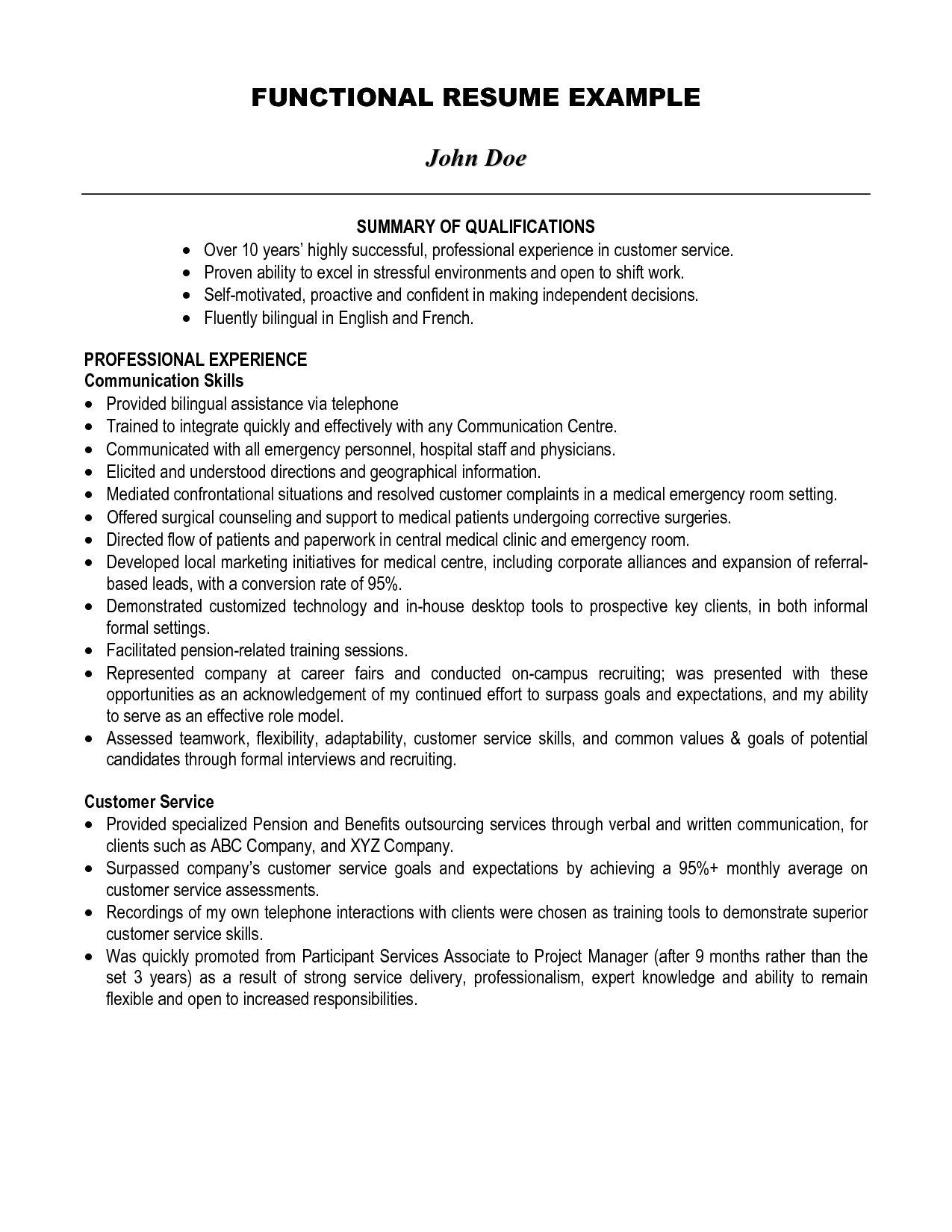 Resume Summary Template