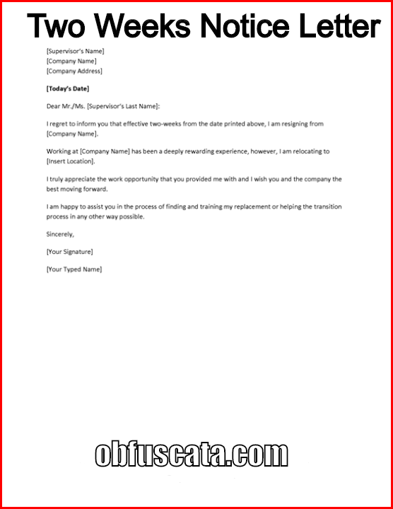 How To Write A Two Weeks Notice Letter 