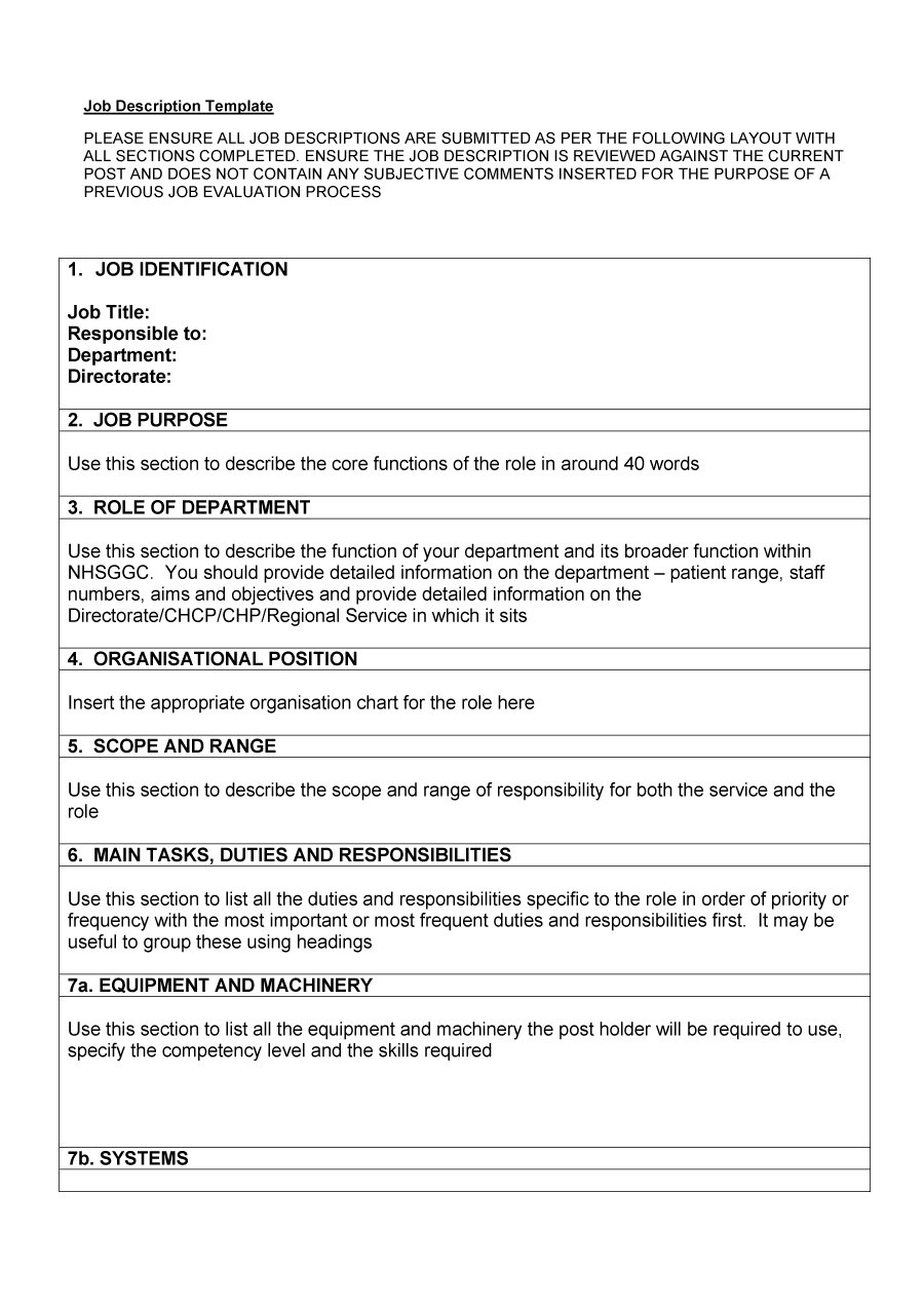 Job Description Template