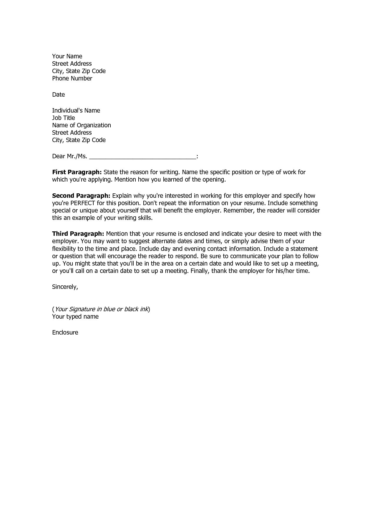 resume cover letter example