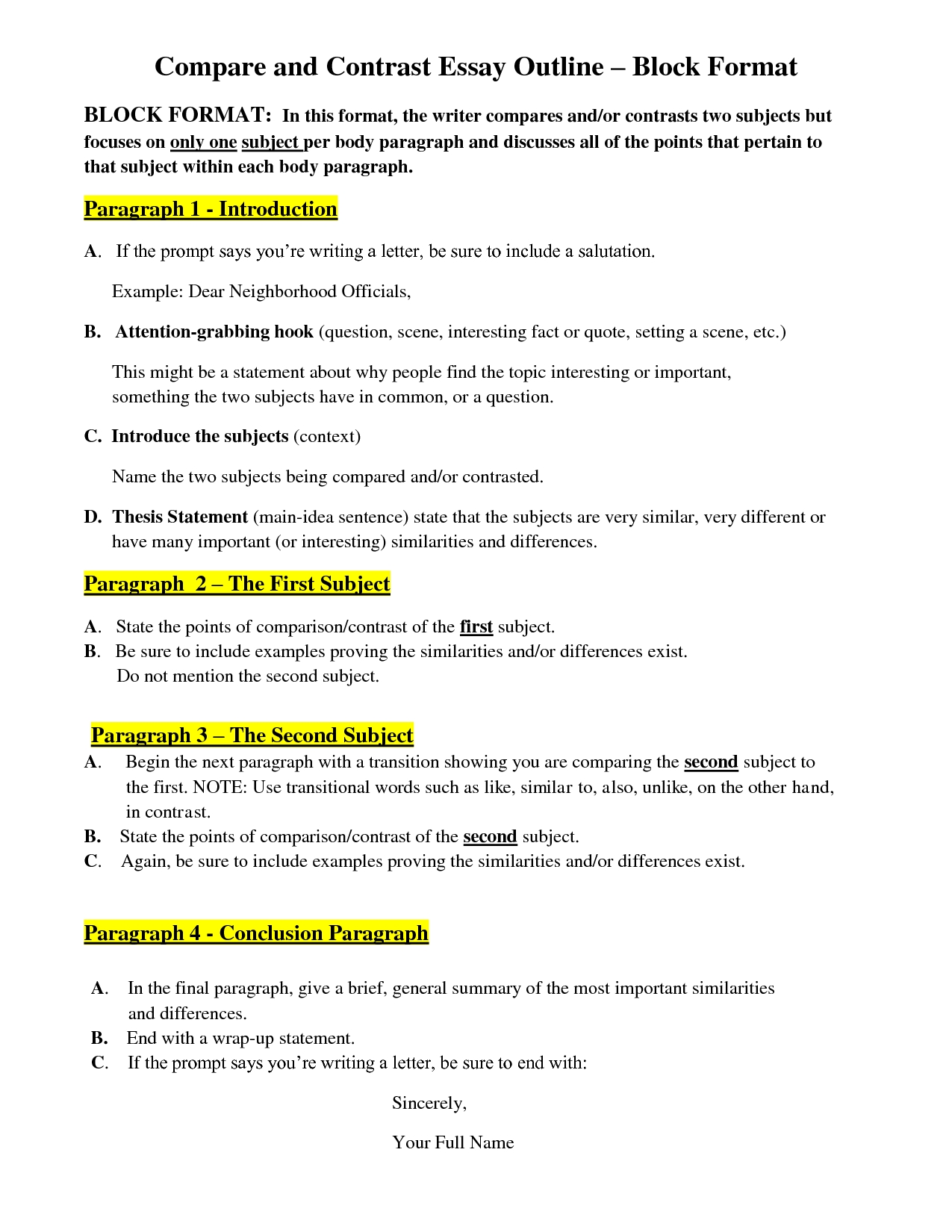 Compare And Contrast Essay Thesis Statement How To Write A Thesis 