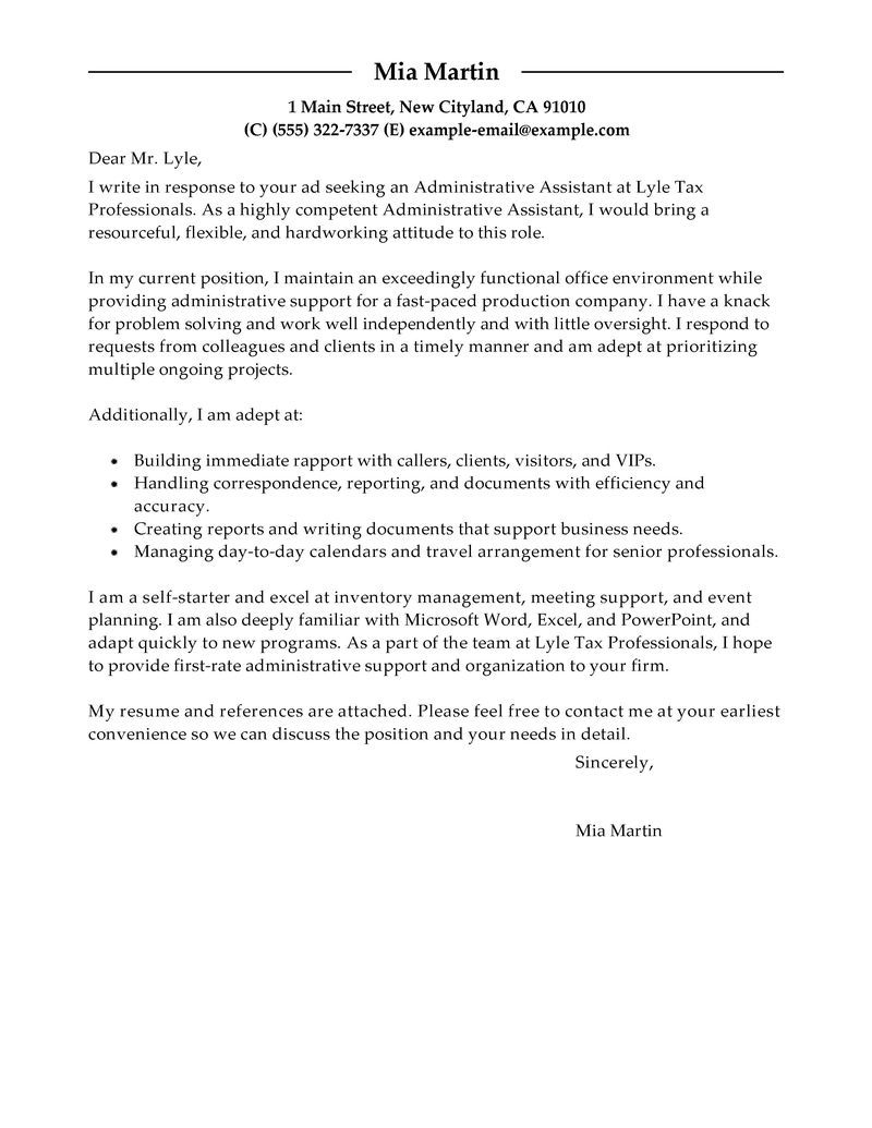 cover letter examples for job